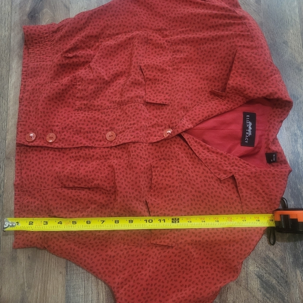 Vintage 80's Women's Red Silk Paisley Linda Allard Ellen Tracy Jacket Size 6 P - Picture 7 of 7